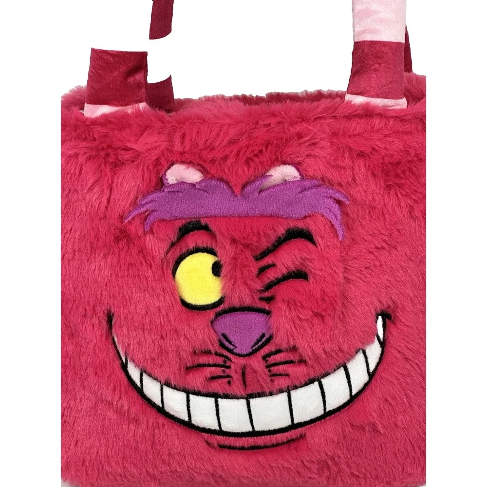 Disney Cheshire Cat Plush Handbag Pink Alice in Wonderland Faux Fur Disney Store